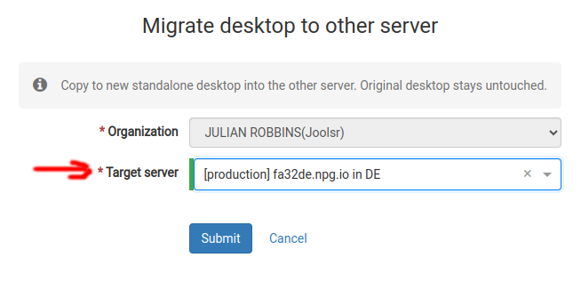 Salin/Pindah desktop ke server lain - Formulir