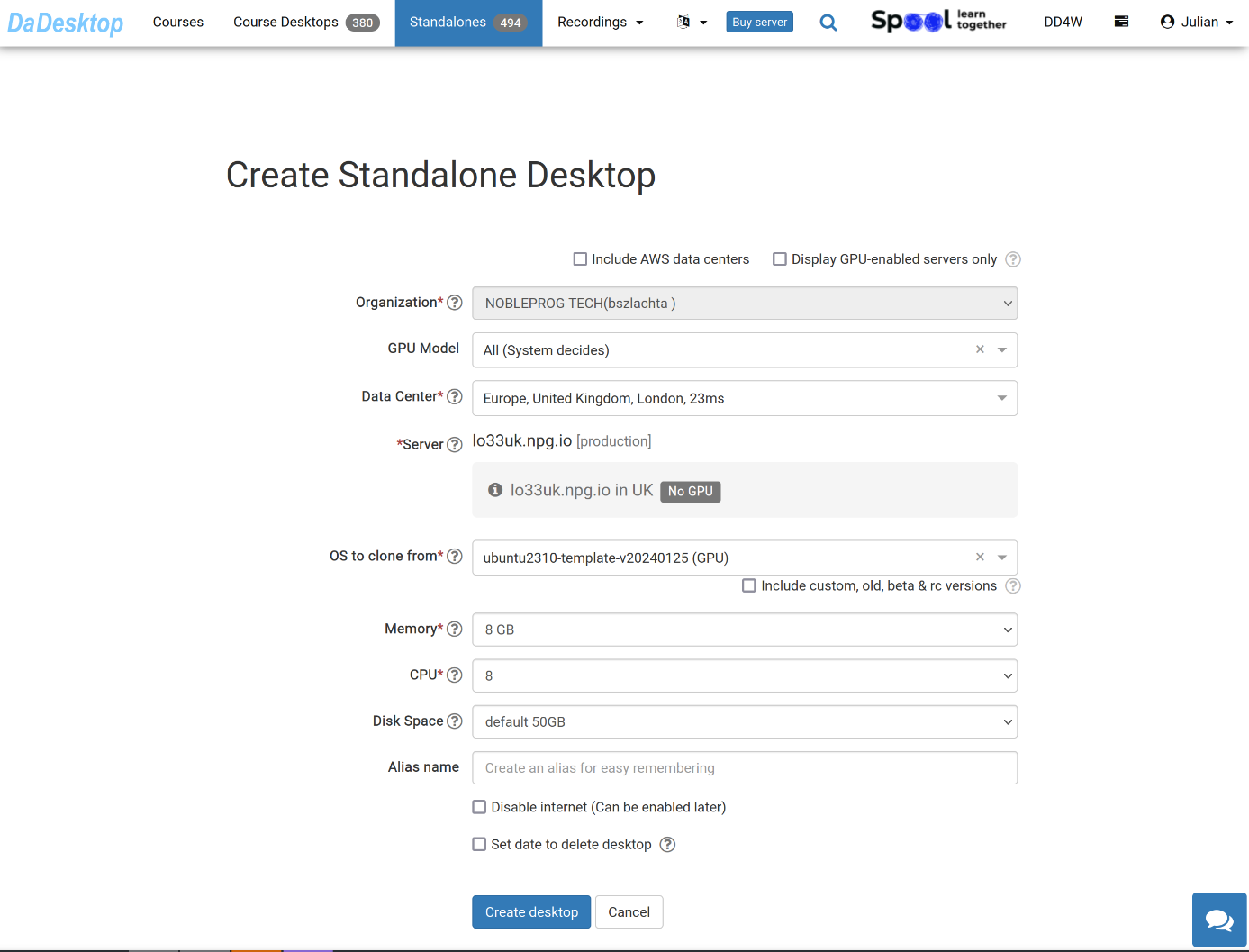 Buat Standalone Desktop Baru